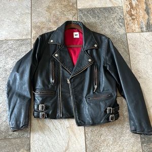 DKNY Black Leather Moto Jacket